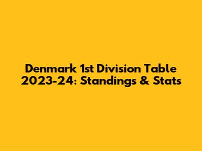 Denmark 1st Division Table 2023-24: Standings & Stats
