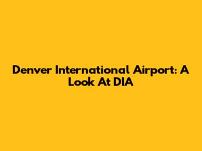 Denver International Airport: A Look At DIA