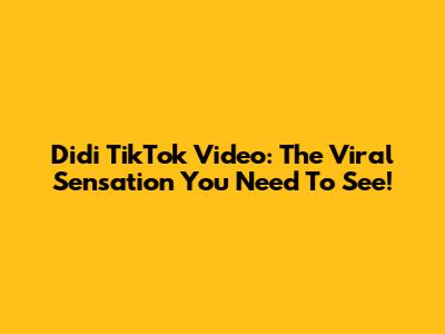 Didi TikTok Video: The Viral Sensation You Need To See!