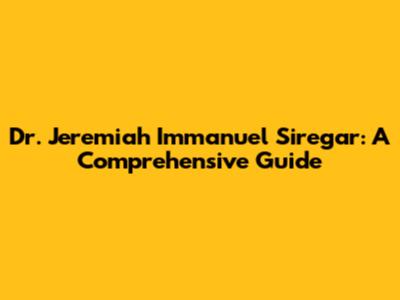 Dr. Jeremiah Immanuel Siregar: A Comprehensive Guide