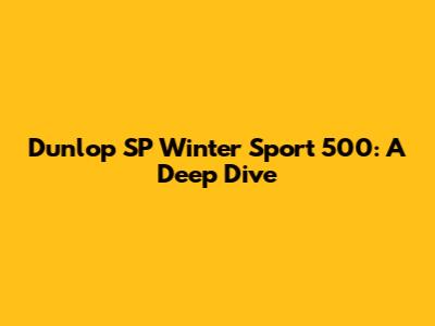 Dunlop SP Winter Sport 500: A Deep Dive