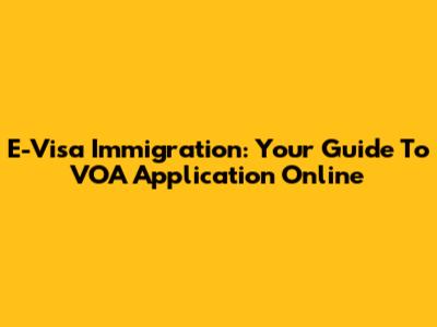 E-Visa Immigration: Your Guide To VOA Application Online