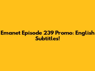 Emanet Episode 239 Promo: English Subtitles!