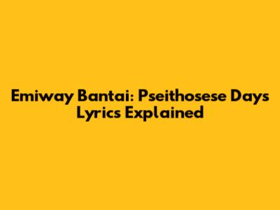 Emiway Bantai: Pseithosese Days Lyrics Explained