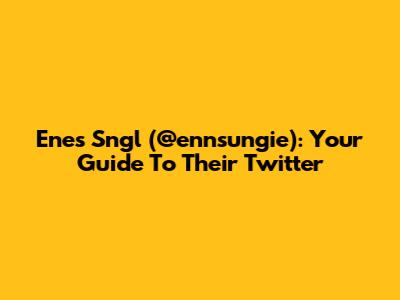 Enes Sngl (@ennsungie): Your Guide To Their Twitter
