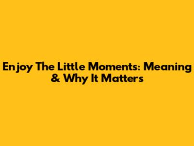 Enjoy The Little Moments: Meaning & Why It Matters