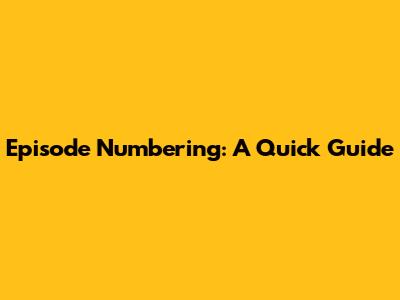 Episode Numbering: A Quick Guide