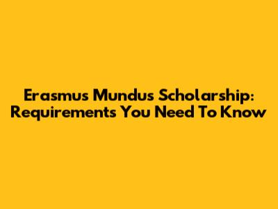 Erasmus Mundus Scholarship: Requirements You Need To Know
