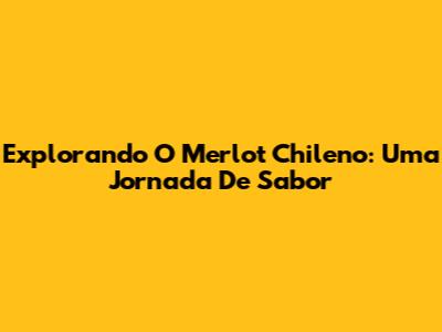 Explorando O Merlot Chileno: Uma Jornada De Sabor