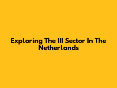 Exploring The III Sector In The Netherlands