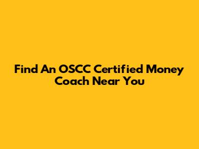 Find An OSCC Certified Money Coach Near You