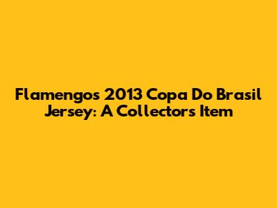 Flamengo's 2013 Copa Do Brasil Jersey: A Collector's Item