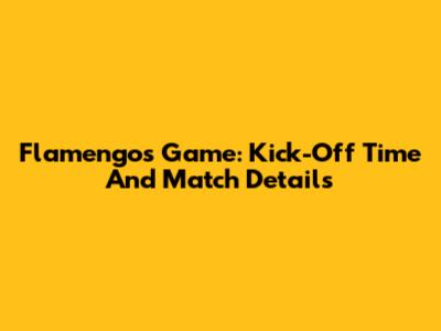 Flamengo's Game: Kick-Off Time And Match Details