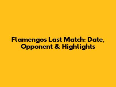 Flamengo's Last Match: Date, Opponent & Highlights