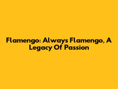 Flamengo: Always Flamengo, A Legacy Of Passion