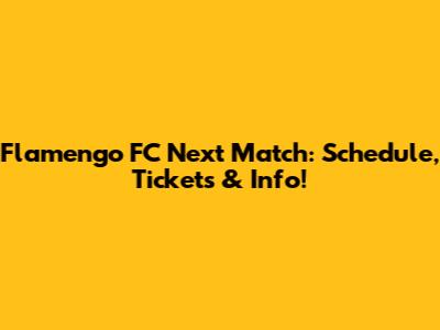 Flamengo FC Next Match: Schedule, Tickets & Info!