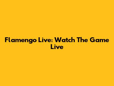 Flamengo Live: Watch The Game Live