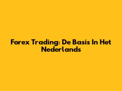 Forex Trading: De Basis In Het Nederlands