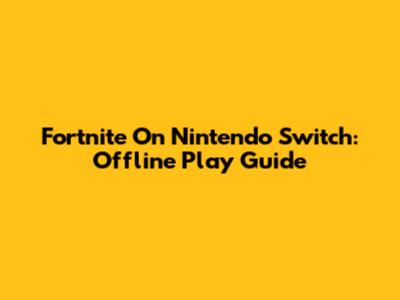 Fortnite On Nintendo Switch: Offline Play Guide