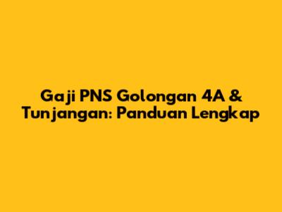 Gaji PNS Golongan 4A & Tunjangan: Panduan Lengkap