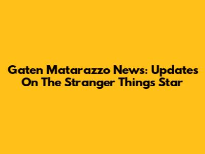 Gaten Matarazzo News: Updates On The Stranger Things Star