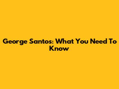 George Santos: What You Need To Know