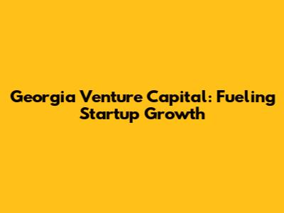 Georgia Venture Capital: Fueling Startup Growth