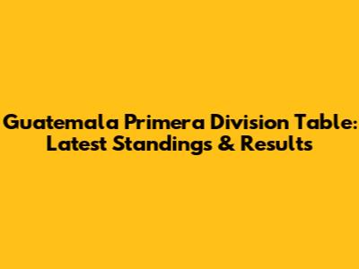 Guatemala Primera Division Table: Latest Standings & Results