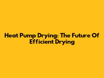Heat Pump Drying: The Future Of Efficient Drying
