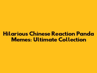 Hilarious Chinese Reaction Panda Memes: Ultimate Collection