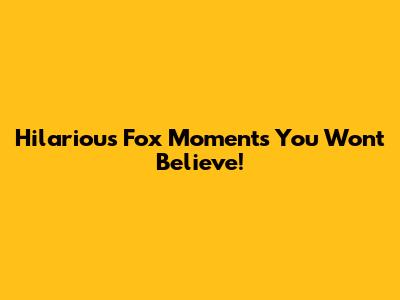 Hilarious Fox Moments You Won't Believe!