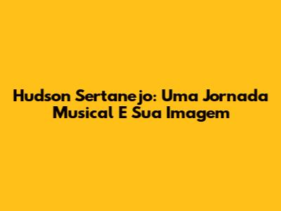 Hudson Sertanejo: Uma Jornada Musical E Sua Imagem