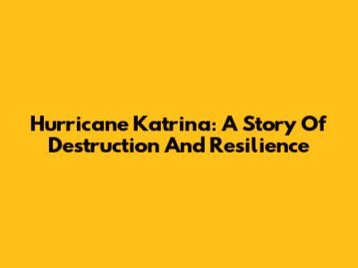 Hurricane Katrina: A Story Of Destruction And Resilience