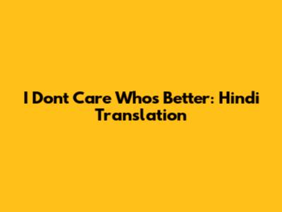 I Don't Care Who's Better: Hindi Translation