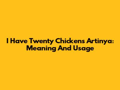 I Have Twenty Chickens Artinya: Meaning And Usage