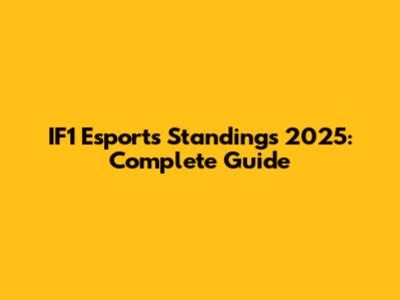IF1 Esports Standings 2025: Complete Guide