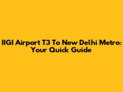 IIGI Airport T3 To New Delhi Metro: Your Quick Guide
