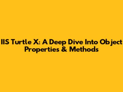 IIS Turtle X: A Deep Dive Into Object Properties & Methods