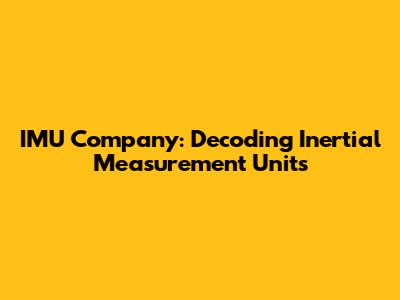 IMU Company: Decoding Inertial Measurement Units