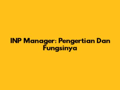 INP Manager: Pengertian Dan Fungsinya