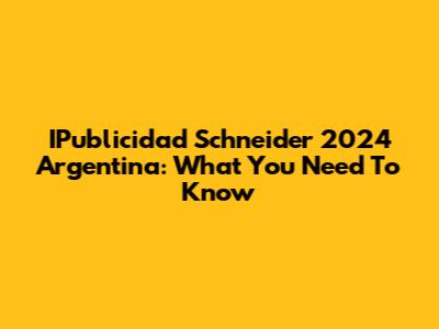 IPublicidad Schneider 2024 Argentina: What You Need To Know