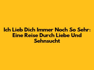Ich Lieb Dich Immer Noch So Sehr: Eine Reise Durch Liebe Und Sehnsucht