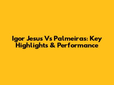Igor Jesus Vs Palmeiras: Key Highlights & Performance