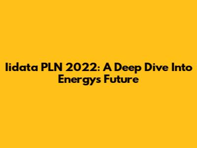 Iidata PLN 2022: A Deep Dive Into Energy's Future