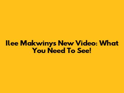 Ilee Makwiny's New Video: What You Need To See!