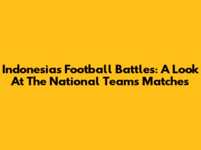Indonesia's Football Battles: A Look At The National Team's Matches