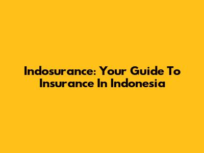 Indosurance: Your Guide To Insurance In Indonesia