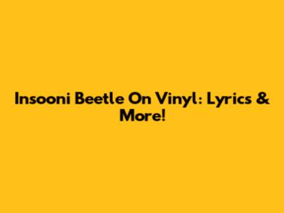 Insooni Beetle On Vinyl: Lyrics & More!