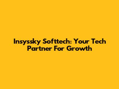 Insyssky Softtech: Your Tech Partner For Growth