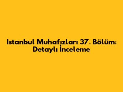 Istanbul Muhafızları 37. Bölüm: Detaylı İnceleme